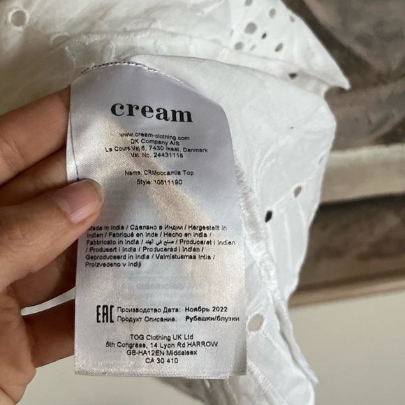 CREAM Eyelet White CRMOCCAMIA SHIRT Size 44 - Picture 7 of 13